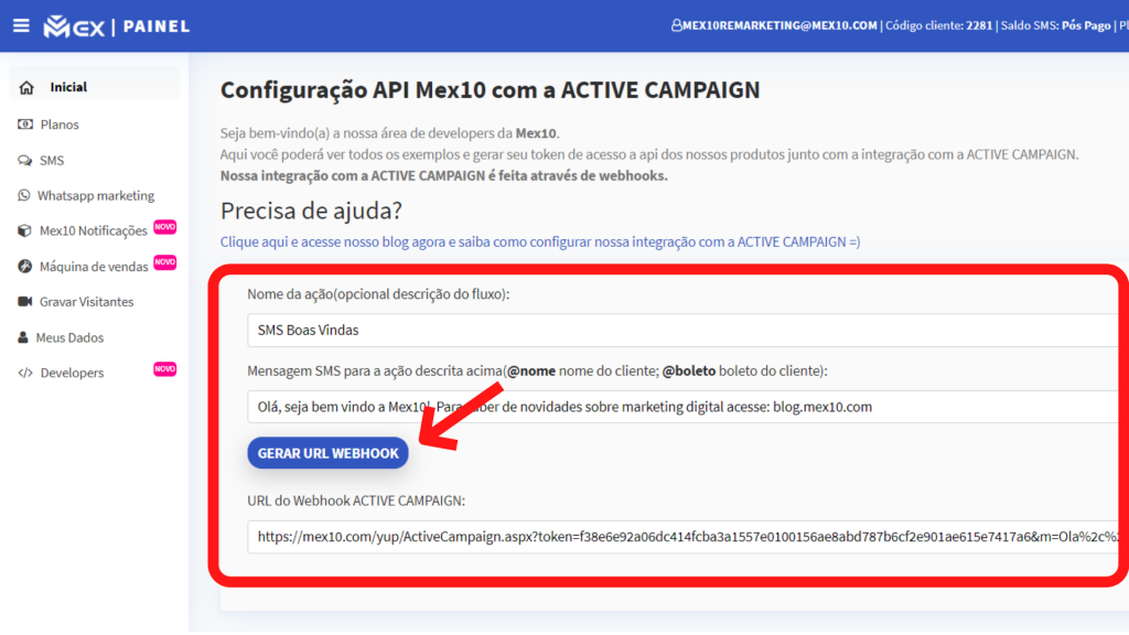 SMS no Active campaign