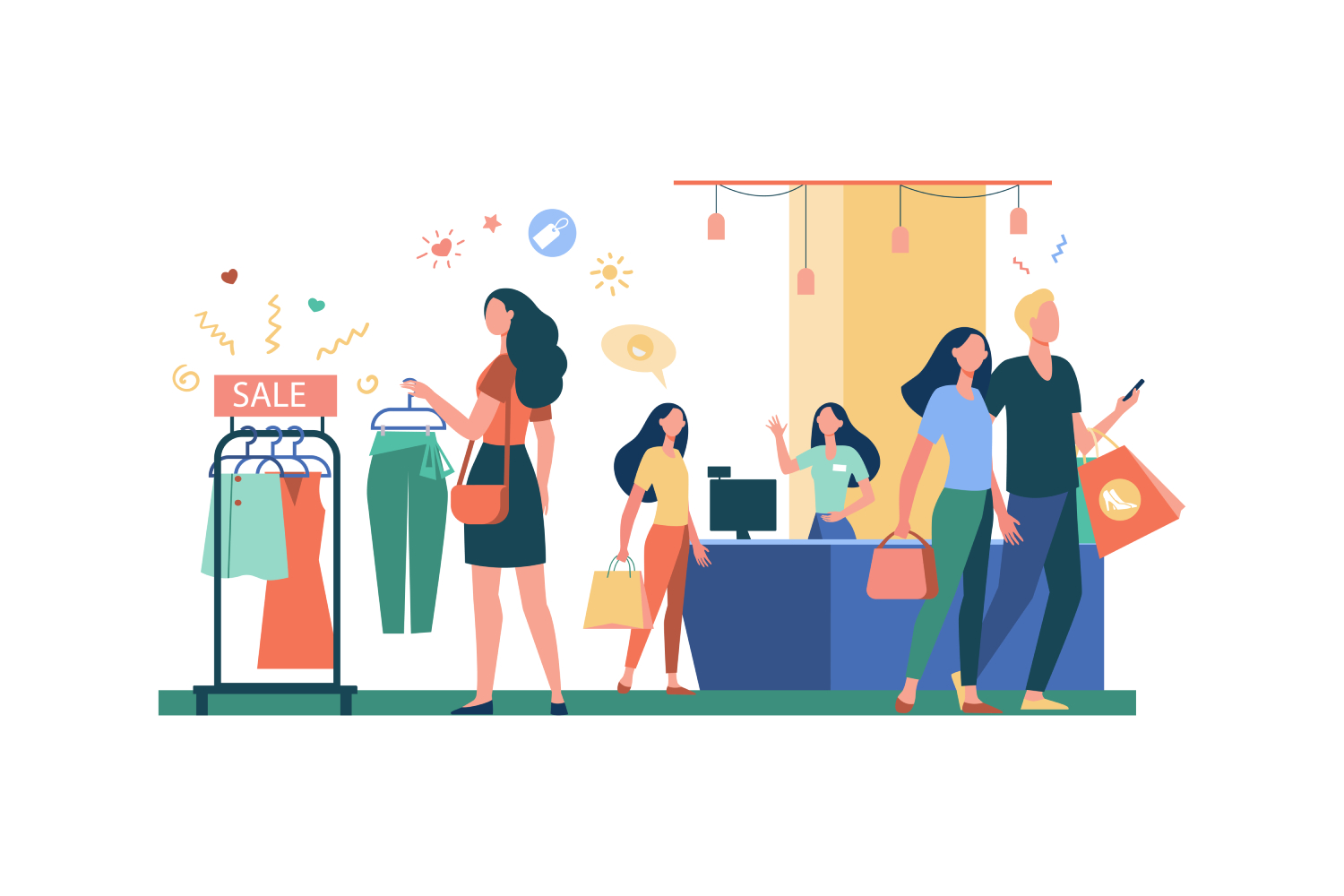 Lojas com muitos clientes em feriados